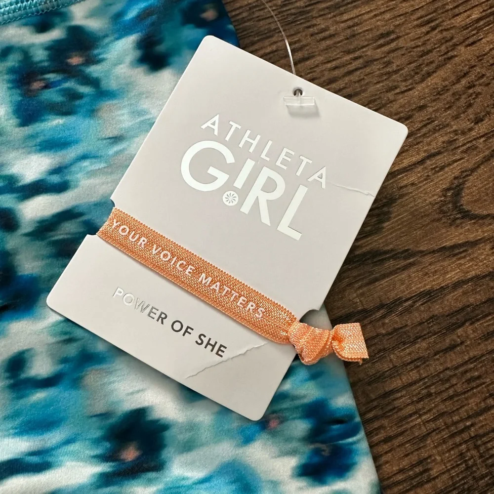 Athleta Girl Blue Patterned Leggings Medium 8-10 - Picture 3 of 5